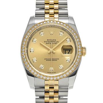 ロレックス デイトジャスト 116243G シャンパン/ダイヤモンド メンズ 時計 【中古】【wristwatch】