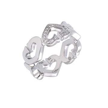 カルティエ 2Cハートリング #51 シルバー K18ホワイトゴールド WG レディース ジュエリー 【中古】【jewelry】