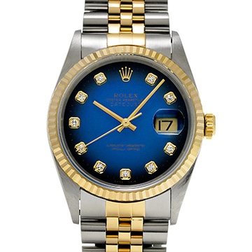 ロレックス デイトジャスト 16233G ブルー・グラデーション/ダイヤモンド メンズ 時計 【中古】【wristwatch】