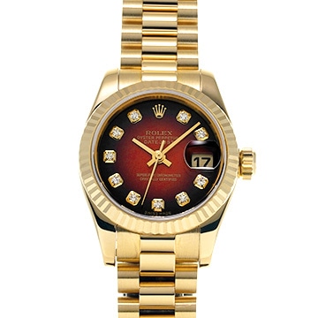 ロレックス デイトジャスト 179178G レッド・グラデーション/ダイヤモンド レディース 時計 【中古】【wristwatch】