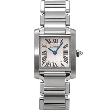 カルティエ タンクフランセーズ SM W51028Q3 ピンクシェル レディース 時計 【中古】【wristwatch】