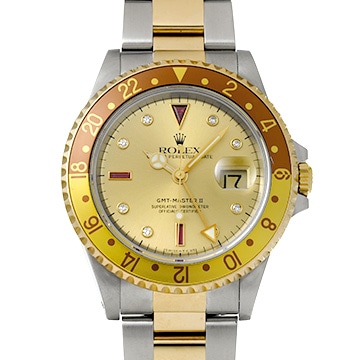 ロレックス GMTマスターII 16713RG シャンパン/ルビー/ダイヤモンド メンズ 時計 【中古】【wristwatch】