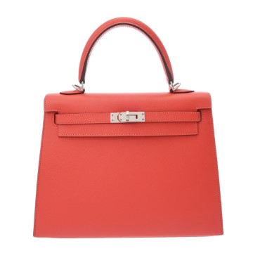 エルメス ケリー25 外縫い ローズジャイプール ヴォーエプソン レディース バッグ 【中古】【bag】