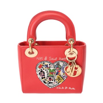 ディオール LADY DIOR バッグ ミニ NIKI DE SAINT PHALLEコラボ レッド ラムスキン レディース バッグ 【中古】【bag】