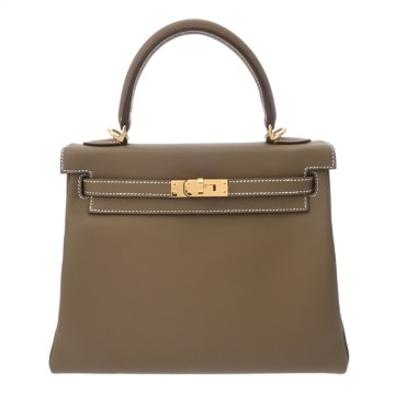 エルメス ケリー25 内縫い エトゥープ ヴォースイフト レディース バッグ 【新品】【bag】