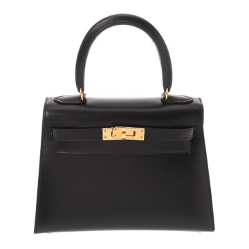 エルメス ミニケリー ブラック ボックスカーフ レディース バッグ 【中古】【bag】