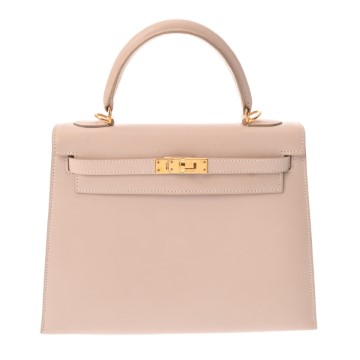 エルメス ケリー 25 外縫い ローズエグランタイン ヴォーエプソン レディース バッグ 【中古】【bag】