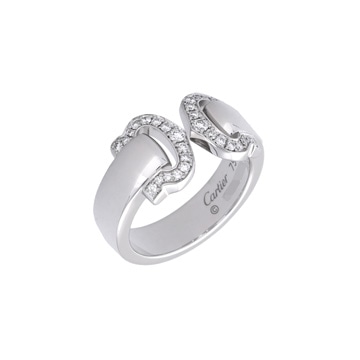 カルティエ 2Cブークルセ リング #50 シルバー K18ホワイトゴールド WG レディース ジュエリー 【中古】【jewelry】