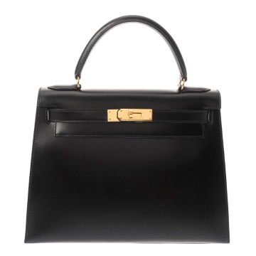 エルメス ケリー 28 外縫い 2WAY ブラック ボックスカーフ レディース バッグ 【中古】【bag】