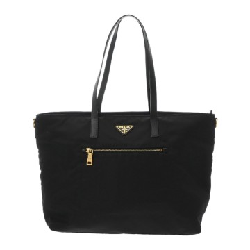 プラダ トートバッグ ブラック ナイロン/サフィアーノレザー ユニセックス バッグ 【中古】【bag】