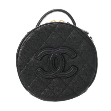 シャネル マトラッセ ヴァニティケース ブラック シャイニーラムスキン レディース バッグ 【中古】【bag】