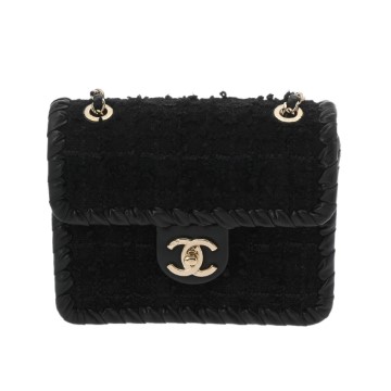 シャネル ミニフラップバッグ ブラック AS2495 ツイード/カーフスキン レディース バッグ 【中古】【bag】