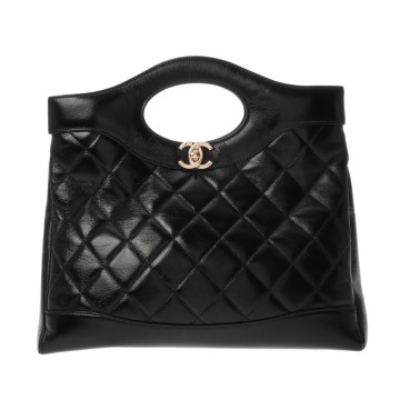 シャネル CHANEL31 ミニ ショッピング バッグ ブラック AS4133 シャイニーラムスキン レディース バッグ 【中古】【bag】