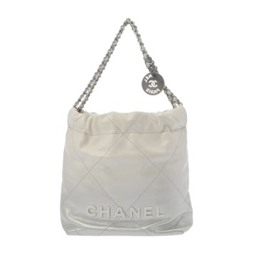 シャネル CHANEL22 ミニ ハンドバッグ CHANEL22 ホワイト/シルバー AS3980 シャイニーカーフスキン レディース バッグ 【中古】【bag】
