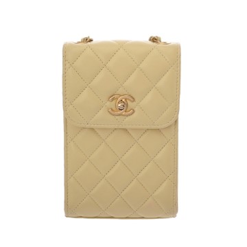 シャネル マトラッセ フォンケース イエロー AP1448 ラムスキン レディース バッグ 【中古】【bag】
