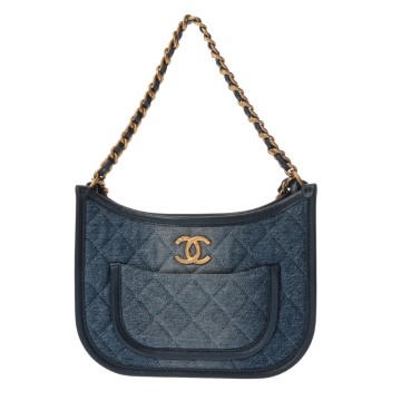 シャネル マトラッセ ホーボ―バッグ ブルー AS4666 デニム/カーフスキン レディース バッグ 【中古】【bag】