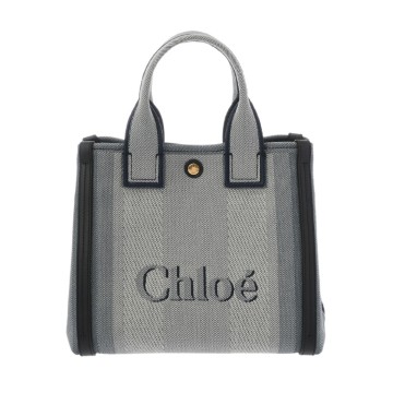 クロエ CARRY スモール トートバッグ ムーンライトブルー CHC25SS911065485 ジャカードキャンバス レディース バッグ 【中古】【bag】
