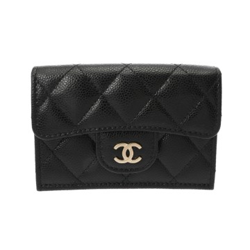 シャネル クラシックスモールフラップウォレット ブラック AP0230 グレインドカーフスキン レディース 財布 【中古】【purse】