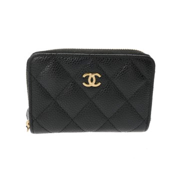 シャネル マトラッセ クラシック ジップ コインパース ブラック AP0216 グレインドカーフスキン レディース 財布 【中古】【purse】