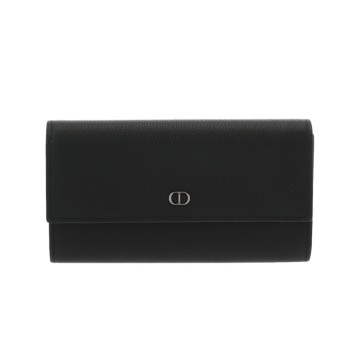 ディオール CD Icon ロング フラップウォレット ブラック 2ICBC348IDC_H08G グレインドカーフ レディース 財布 【中古】【purse】