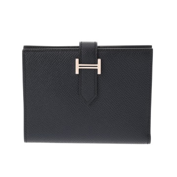 エルメス ベアン コンパクト ブルーニュイ ヴォーエプソン ユニセックス 財布 【中古】【purse】