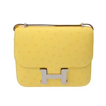 エルメス コンスタンス3 18 ミロワール ジョーヌプッサン オーストリッチ レディース バッグ 【未使用】【bag】