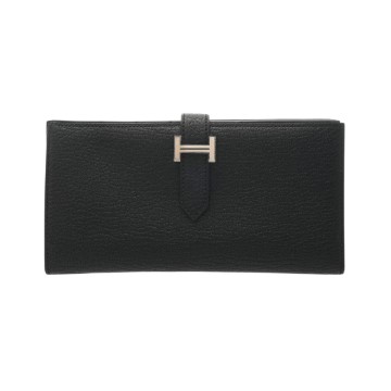 エルメス ベアン スフレ ブラック シェーブル レディース 財布 【未使用】【purse】