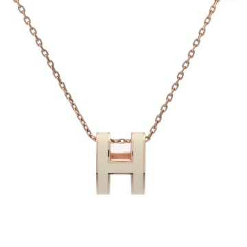 エルメス ポップH ネックレス ホワイト/ローズゴールド金具 エナメル レディース ジュエリー 【中古】【jewelry】