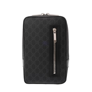 グッチ クロスボディバッグ ブラック 792078 ソフトGGスプリームキャンバス/レザー メンズ バッグ 【未使用】【bag】