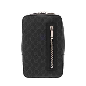 グッチ クロスボディバッグ ブラック 792078 ソフトGGスプリームキャンバス/レザー メンズ バッグ 【未使用】【bag】