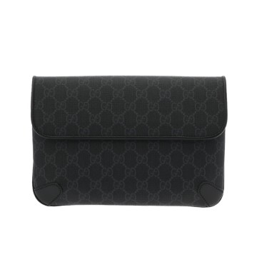 グッチ スモール ベルトバッグ ブラック 792091 GGスプリームキャンバス/レザー レディース バッグ 【中古】【bag】