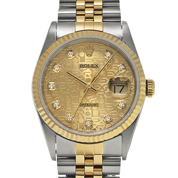 ロレックス デイトジャスト 16233G シャンパンコンピュータ/ダイヤモンド メンズ 時計 【中古】【wristwatch】