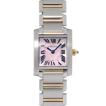 カルティエ タンクフランセーズ SM W51027Q4 ピンクシェル レディース 時計 【中古】【wristwatch】
