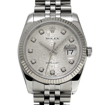 ロレックス デイトジャスト 116234G シルバーコンピュータ/ダイヤモンド メンズ 時計 【中古】【wristwatch】