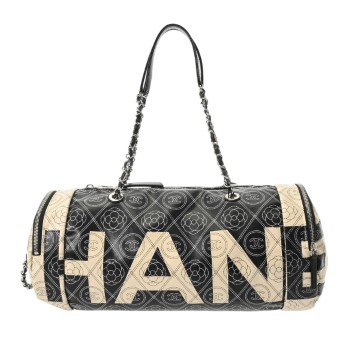 シャネル ボウリングバッグ ブラック/ホワイト A57428 PVC/キャンバス レディース バッグ 【中古】【bag】