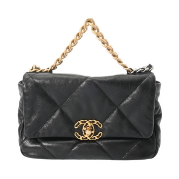 シャネル CHANEL19 ハンドバッグ ブラック AS1160 シャイニーラムスキン レディース バッグ 【中古】【bag】