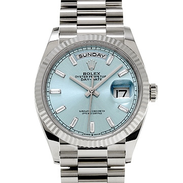 ロレックス デイデイト 36 128236A アイスブルー/バゲットカットダイヤモンド メンズ 時計 【中古】【wristwatch】