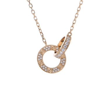 カルティエ ラブサークル ネックレス パヴェ ゴールド K18イエローゴールド YG レディース ジュエリー 【中古】【jewelry】