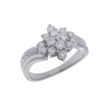 タサキ フラワーモチーフ リング 0.74ct シルバー Pt900プラチナ レディース ジュエリー 【中古】【jewelry】