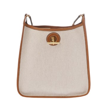 エルメス ヴェスパ PM エクリュ/ゴールド トワルアッシュ/レザー レディース バッグ 【中古】【bag】