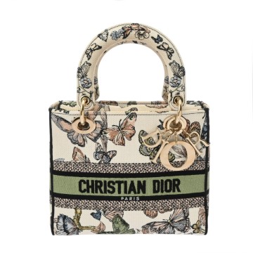 ディオール LADY D-LITE ミディアム  マルチカラー キャンバス レディース バッグ 【中古】【bag】