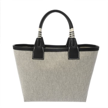 エルメス スティープル 25 エクリュ/ブラック トワルアッシュ/ヴォースイフト レディース バッグ 【中古】【bag】