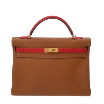 エルメス ケリー40 内縫い SPオーダー ゴールド/ルージュクー トゴ レディース バッグ 【中古】【bag】