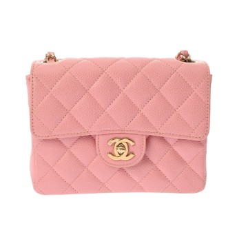 シャネル マトラッセ ミニフラップバッグ 17cm ピンク A01115 キャビアスキン レディース バッグ 【中古】【bag】