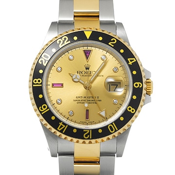 ロレックス GMTマスターII 16713RG シャンパン/ダイヤモンド/ルビー メンズ 時計 【中古】【wristwatch】