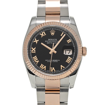 ロレックス デイトジャスト 116231 ブラック メンズ 時計 【中古】【wristwatch】