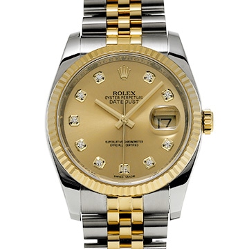 ロレックス デイトジャスト 116233G シャンパン/ダイヤモンド メンズ 時計 【中古】【wristwatch】