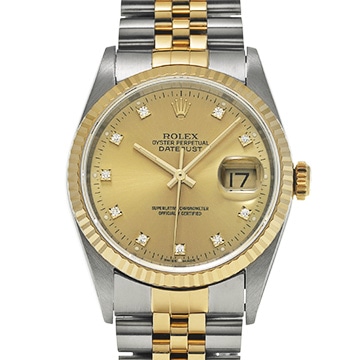 ロレックス デイトジャスト 16233G シャンパン/ダイヤモンド メンズ 時計 【中古】【wristwatch】