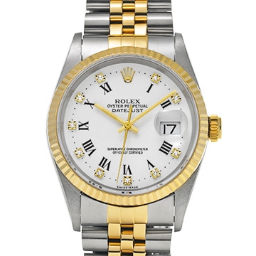 ロレックス デイトジャスト 36 16233G ホワイト/ダイヤモンド メンズ 時計 【中古】【wristwatch】