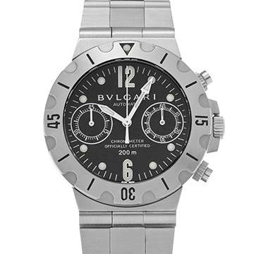 ブルガリ ディアゴノ スクーバ クロノグラフ SCB38S ブラック メンズ 時計 【中古】【wristwatch】